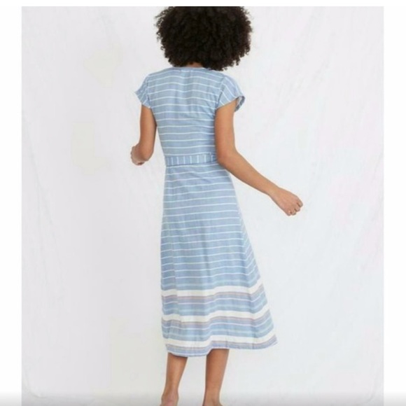 NWT Marine Layer Maddie Stripe Printed Wrap Midi Dress Large - Picture 3 of 10